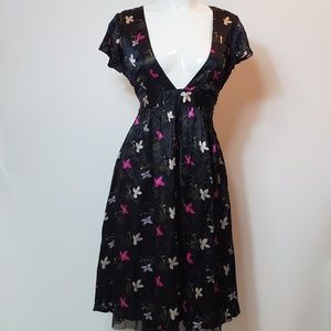 Free People Women's Dress Floral Side Zip Silk 8